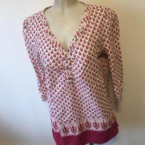 BOB TIMBERLAKE RED AND WHITE BLOUSE SIZE LARGE